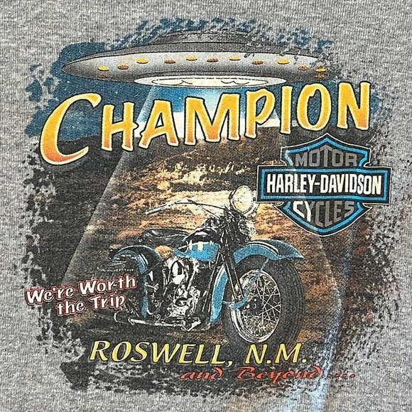 Vintage 90s Harley Davidson Roswell NM Long Sleeve Tee Womens Large Gray Fitted - Picture 10 of 10